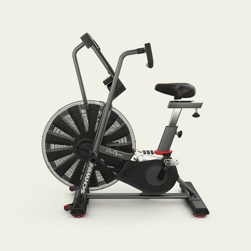 Exercise bike with fan on a white background