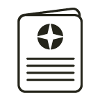 Icon of a document with a Schwinn symbol on a white background