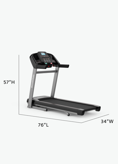 SFT4.3 Treadmill Dimensions - Length 76 inches, Width 34 inches, Height 57 inches