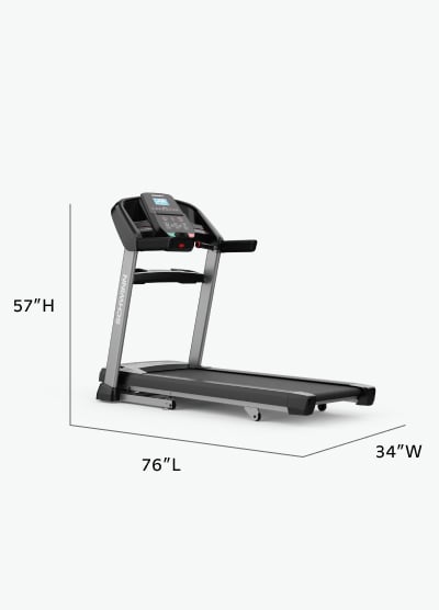 815 Treadmill Dimensions - Length 76 inches, Width 34 inches, Height 57 inches