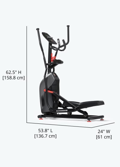 411 Elliptical Dimensions - Length 53.8 inches, Width 24 inches, Height 62.5 inches
