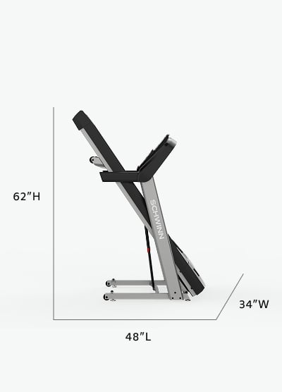 SFT4.3 Treadmill Folded Dimensions - Length 48 inches, Width 34 inches, Height 62 inches