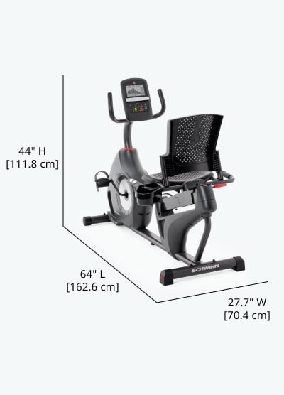 230 Bike Dimensions - Length 64 inches, Width 27.7 inches, Height 44 inches