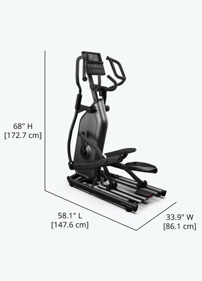 490 Elliptical Dimensions - Length 58.1 inches, Width 33.9 inches, Height 68 inches